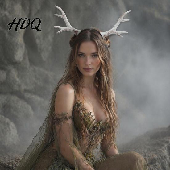 Einzigartiges Halloween-Kopfschmuck für Fotos Hirschgeweih-Haarband, Realistisches Wald-Cosplay-Kostüm, Gothic-Party-Kostüm-Haarband Stil Elastisches Haarband,