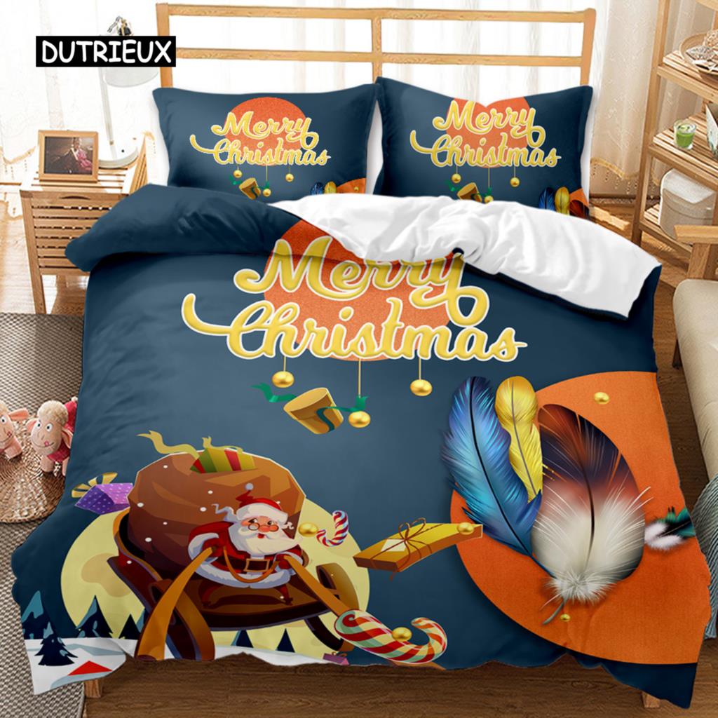Polyester Comfortable Christmas Themed Pattern Duvet Cover Set With Duvet Cover And Pillowcases King Queen Twin Sizes For Boys Girls And Kids