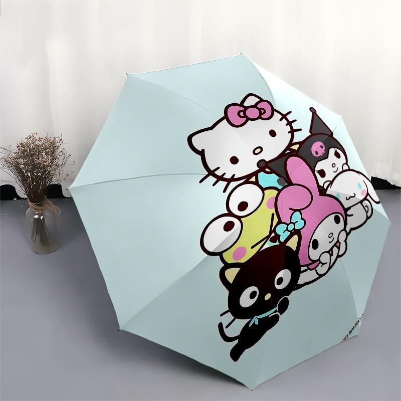 Hello Kitty,Sanrio Characters Automatic opening and closing folding umbrella with 8 rib frame and compact travel design,perfect for all oc