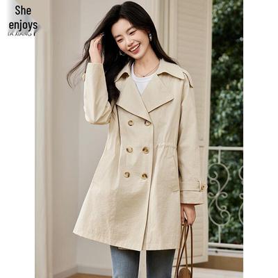 Damen Premium Mittellanger Trenchcoat