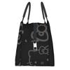 Hello Kitty Insulated Lunch Bag with Bento Cooler Bag with Soft Cooler Bag Clasp, Black, Box, Insulated, Zipper, Compact, Bag, Tote/Eco