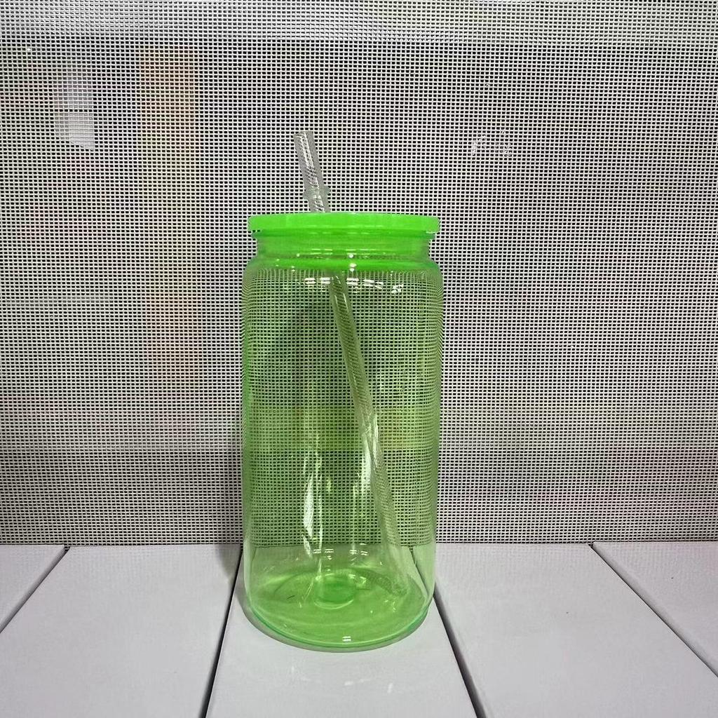 Summer Plastic Straw Cup Solid Color Crushed Ice Cup Student Single-layer Plastic Straw Cup Small Fresh Straw Cover