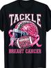 Tackle Breast Cancer Football Helmet Discoball Pink Ribbon T-ShirtSame Style for Men and Women 2025