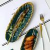 Leaf Plate Realistic Feather Tray Table Decoration Ceramic Jewelry Ring Trinket Dish Holder Decorative Serving Tray for Fruit Snack Dessert Jewelry