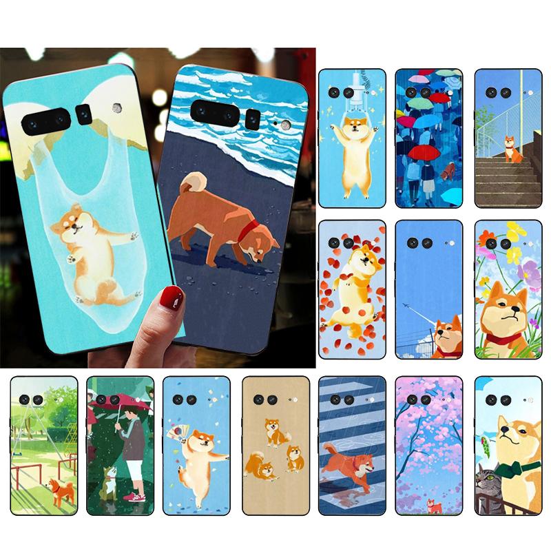 Phone Case for Google Pixel 10 9 Pro XL 8 7 6 Pro Pixel 9A 8A 7A 6A 5A 4A Pixel 8 7 6 5 Shiba Inu Painting Case Funda