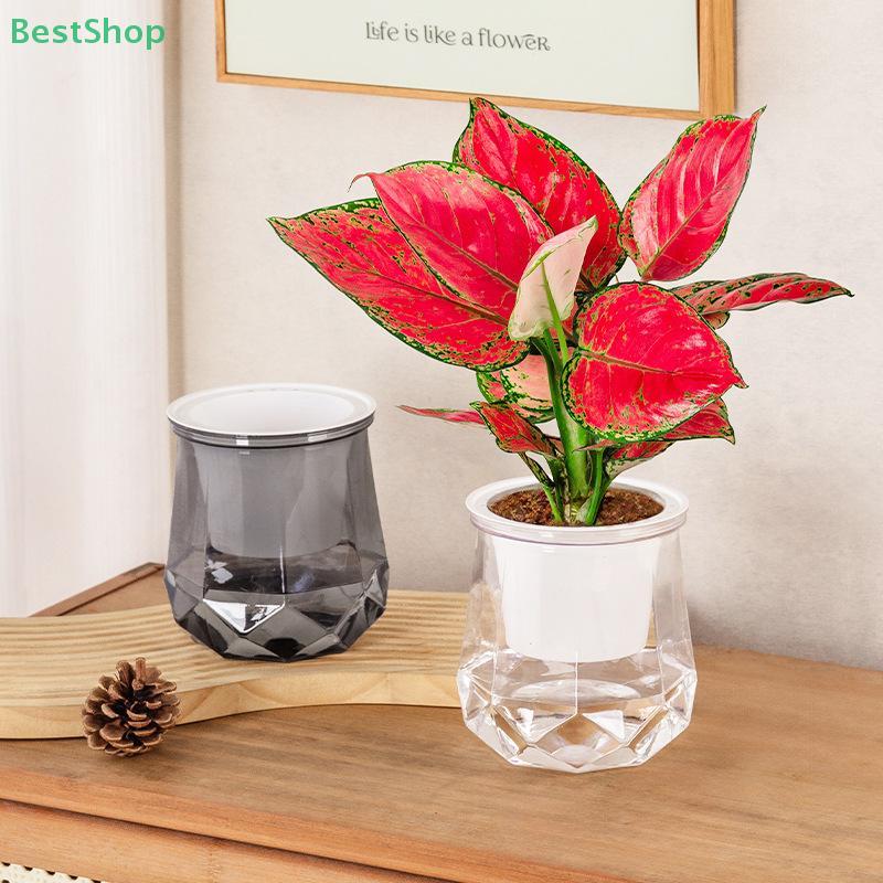 Kunststoff Selbstbewässernder Blumentopf Transparent Pflanztopf Heim Tischplatte Blumentopf Heim Bonsai Deko Moderne Deko
