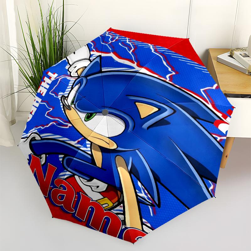 Custom Name Sonic Theme Automatic Umbrella, Lightweight & Portable, 8 Rib, Perfect for Outdoor Travel, Birthdays, Christmas, Gifts.