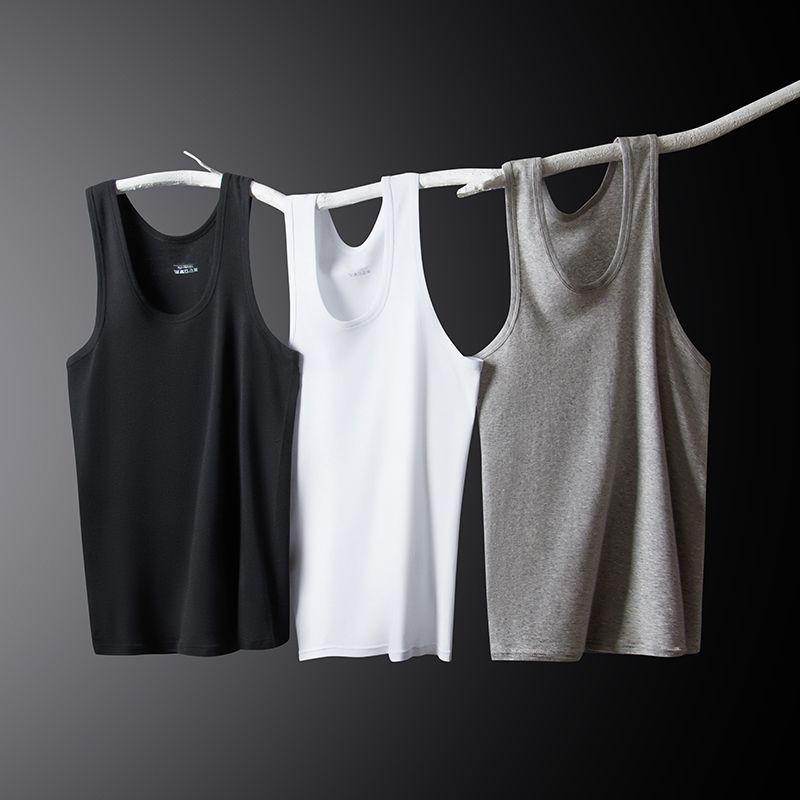 მამაკაცის უმკლავო ბამბის მაისური - სადა ფერი, დიდი ზომა, საზაფხულო სპორტული და ყოველდღიური ტანსაცმელი