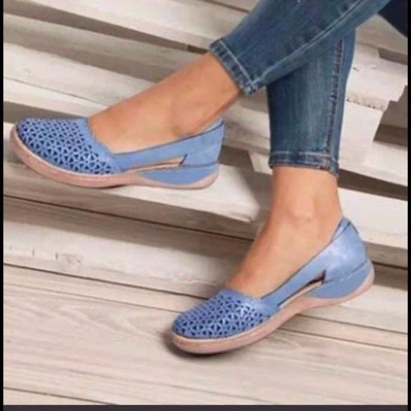 Summer casual sandals women's shoes wedge heel hollow solid color single shoes fashion versatile sandals