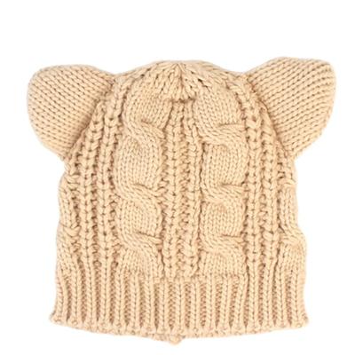 Universal Chemistry Bear Twist Knit Beige Beanie Bear Beanie