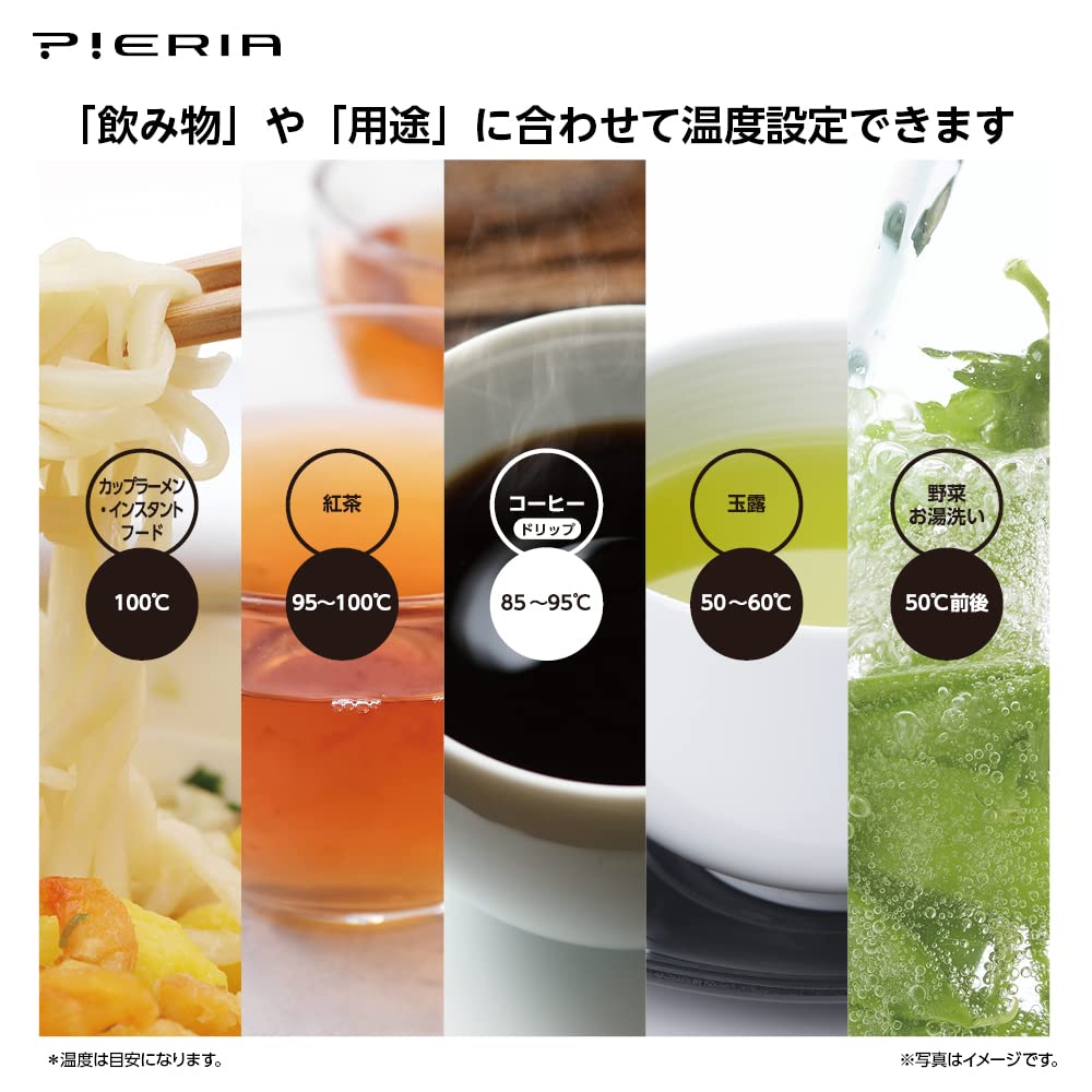 Doshisha Electric Kettle, Temperature Adjustable (50-100°C in 1°C increments), Keep Warm (30 minutes at set temperature), Natural Wood