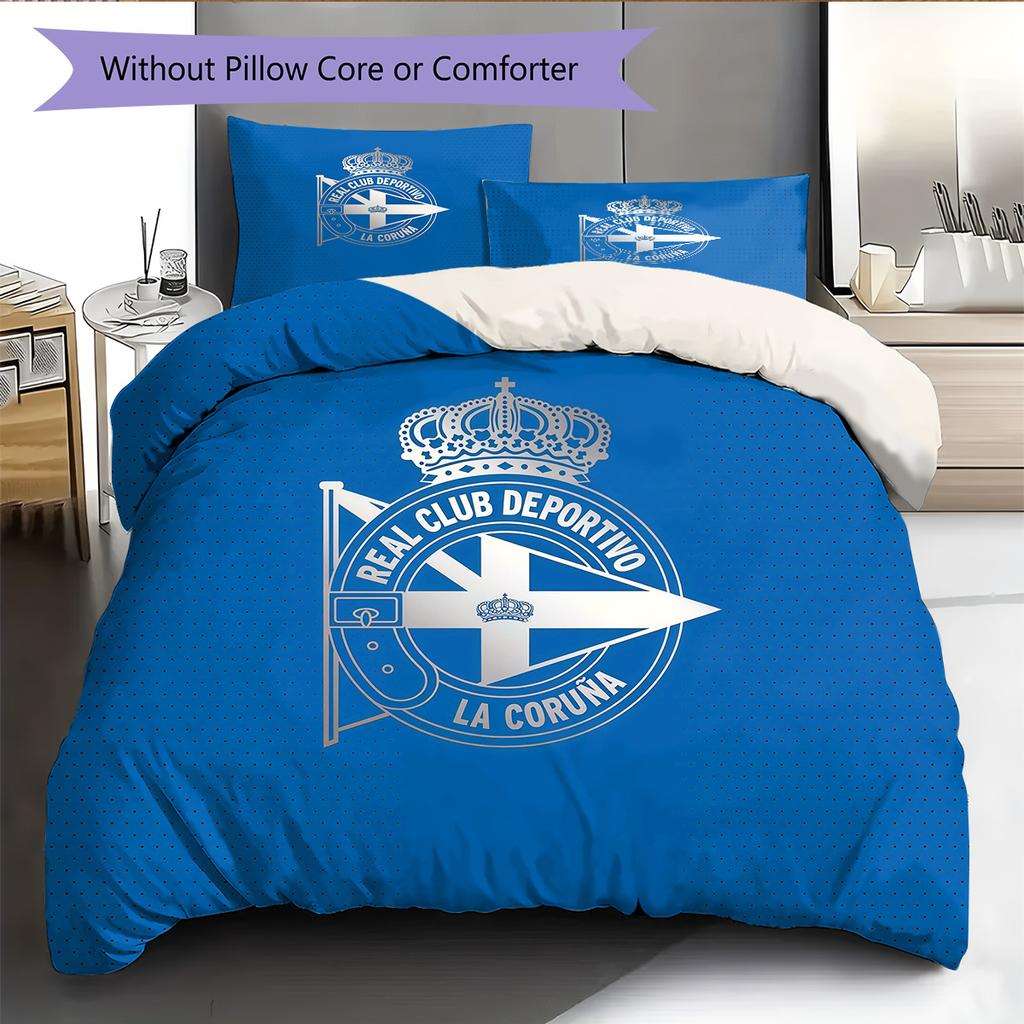 Juego de Colcha con Patrón del Deportivo La Coruña Decoración del Hogar Regalo (1 funda nórdica + 2 fundas de almohada sin relleno.)
