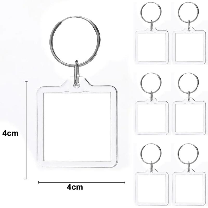 5/50pcs Transparent Photo Frame Keychain Tassels Snap-In Custom Insert Photo Acrylic Blank Keyring Clear Blank Picture Pendant
