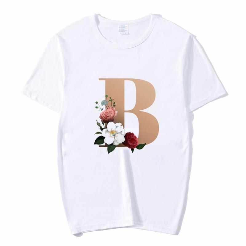 Summer A To Z 26 Alphabet Print Tshirt Cartoon Tees Women Streetwear Funny Casual T