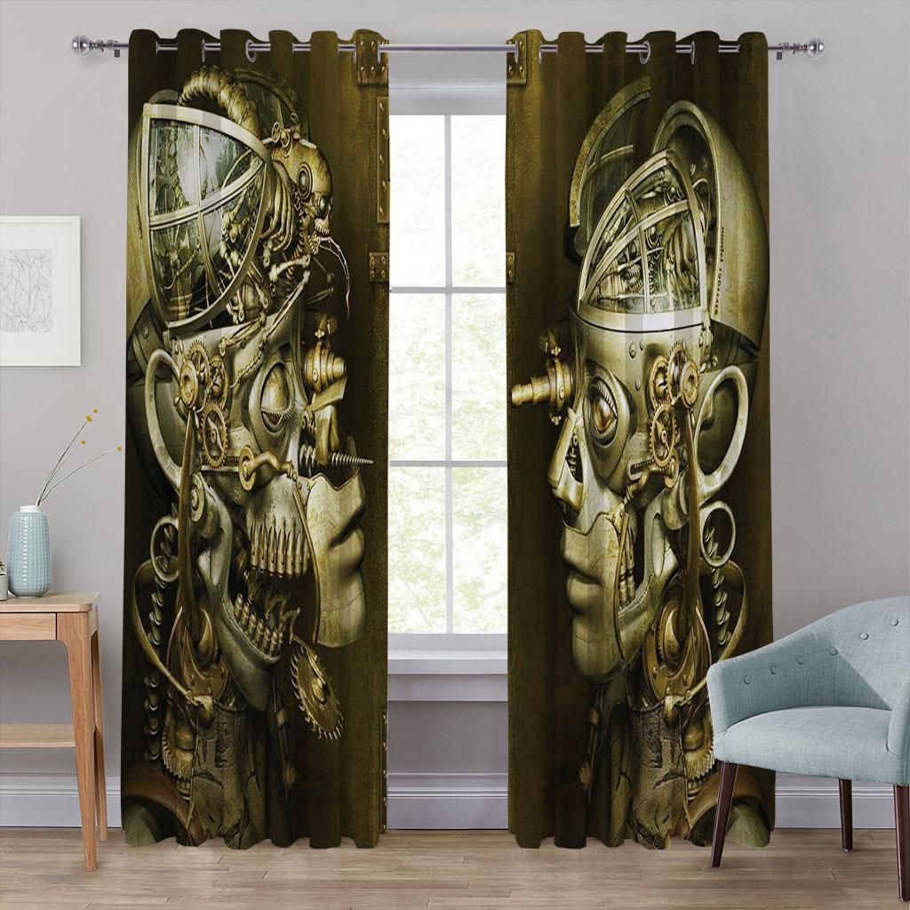 Clock Watch Gear Machine Gold Luxury Window Curtains In Kids Bedroom Living Room Hall Treatments Kitchen Decor Drapes Blinds