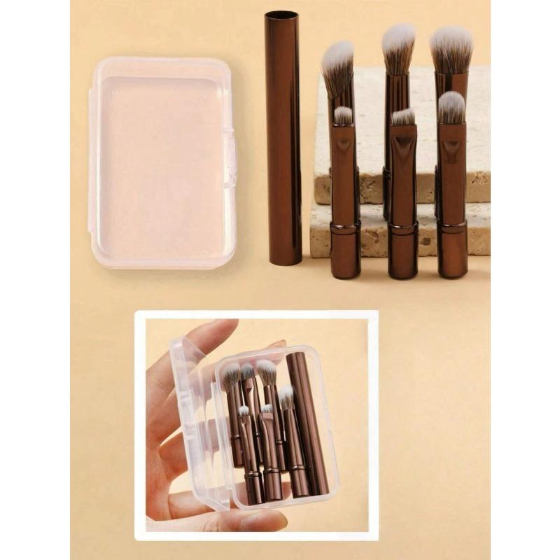 6pcs Portable Makeup Brush Set, Detachable Brush Heads, Mini Travel Makeup Brushes Nose Contour Brush, Concealer Brush, Eyeshadow Brush