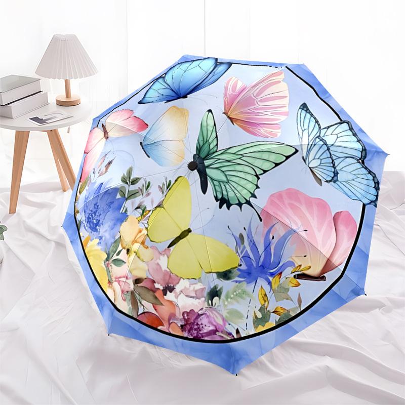 1pc Butterfly Garden Folding Umbrella, Durable, Suitable for Outdoor Activities or Rain, Suitable for Commuting yy251027108