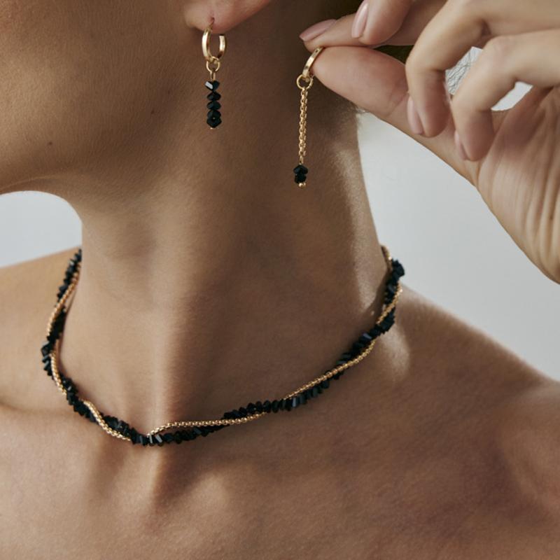 Double Layered Wrapped Necklace For Women Boho Geometric Transparent Crystal Chain Jewelry Valentine's Gift N521