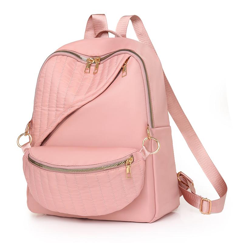 

Однотонний рюкзак. Жіноча дорожня сумка. Легкий приміський рюкзак великої місткості з нагрудною сумкою рожевий