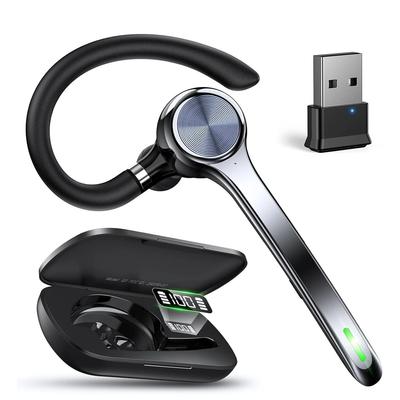 Wireless Headsets Single-Ear Bluetooth 5.4 Heaphones with Noise-Canceling Mic and USB Dongle Wireless Earpiece for Computer Android iOS Earphones