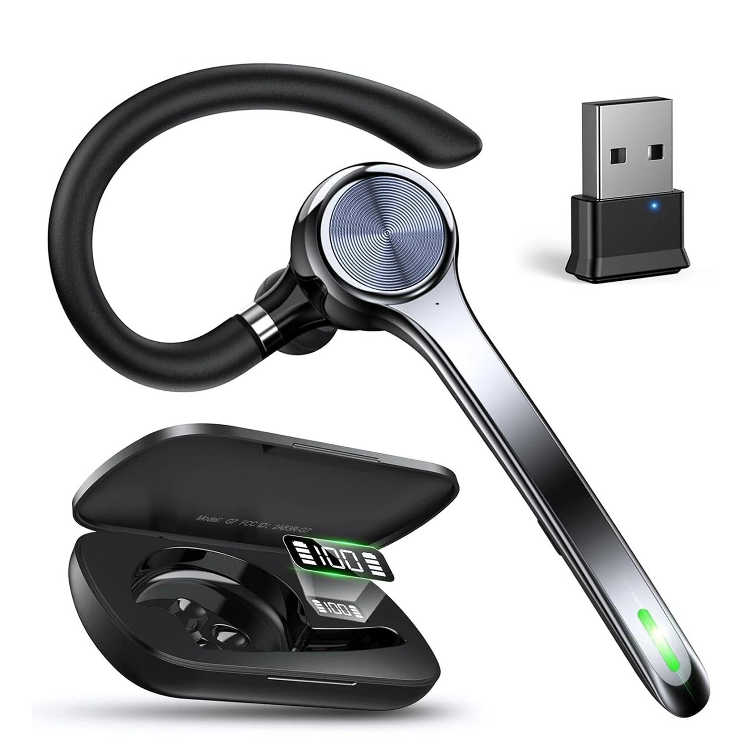 

Бездротові гарнітури Односторонні навушники Bluetooth 5.4 з мікрофоном з шумозаглушенням та USB-донглом Бездротовий навушник для комп ютера Android iOS Навушники