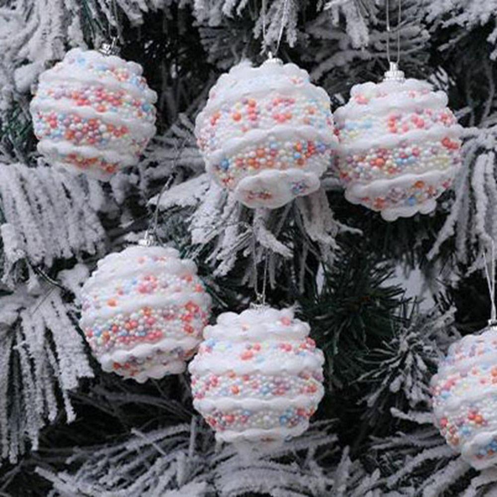 Red White Christmas Balls Pendant Colorful Christmas Tree Pendant Christmas Hanging Balls  for Home