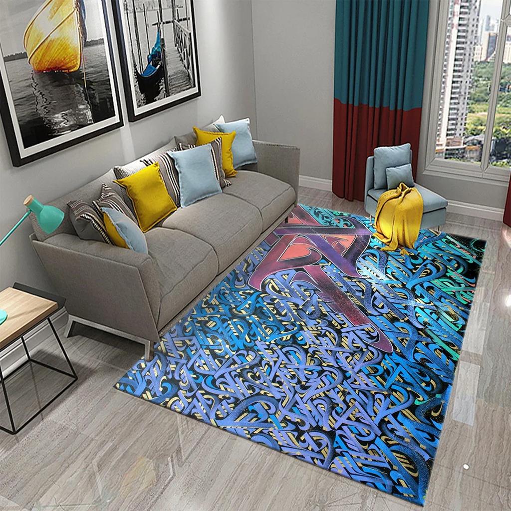 3D Letter Art Carpet Kitchen Bathroom Entrance Door Anti-Slip Mat Carpet Doormat Living Room Bedroom Home Decor Floor Mats Rug