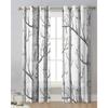 Gray White Birch Tree Branches Sheer Curtains for Living Room Decoration Tulle Voile Organza Window Curtains for Kitchen Bedroom