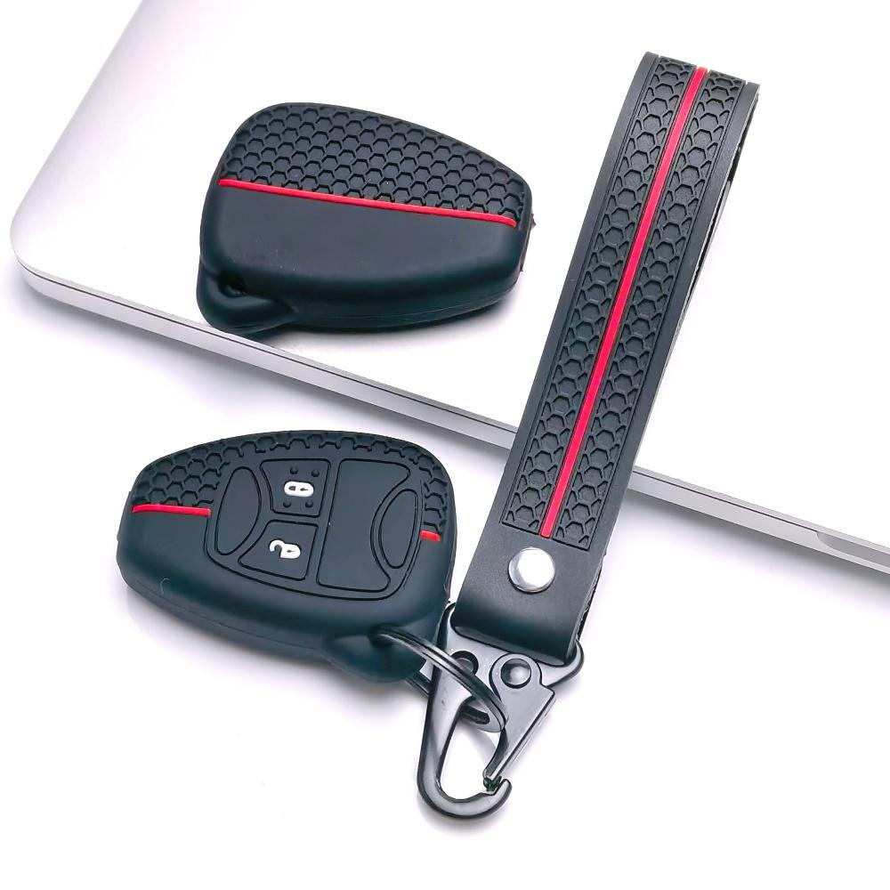 Key Fob Cover for Jeep Renegade Compass Cherokee Durango Challenger Charger Grand 300 with Keychain Anti-Scratch Guard Shockproof Protection