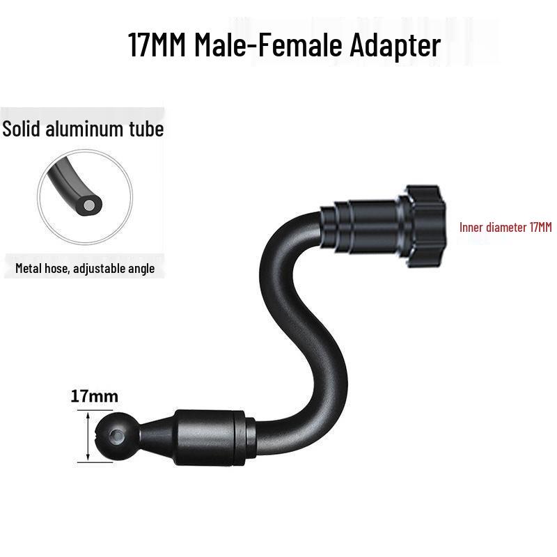 17MM Ball Head Extension Rod with Phone Holder & Flexible Hose Connector 20cm Extension Rod