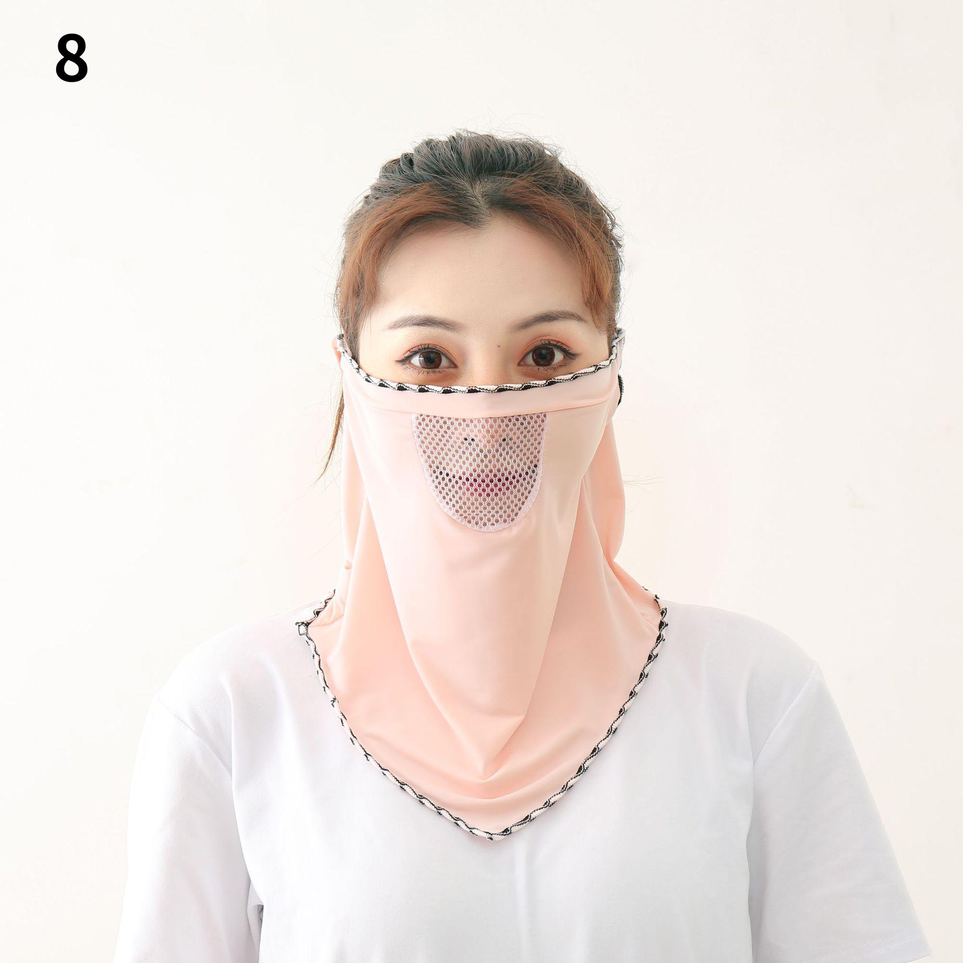 Новая женская маска Дышащая маска-шарф Солнцезащитная маска для лица Маска для езды на открытом воздухе Защитный шелковый шарф Платок 8
