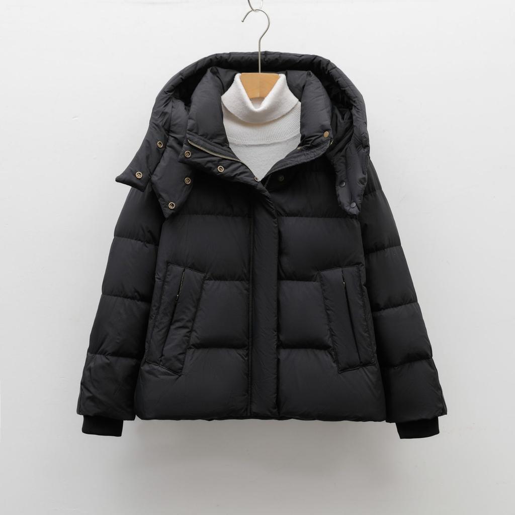 Women's simple solid color hooded down jacket women