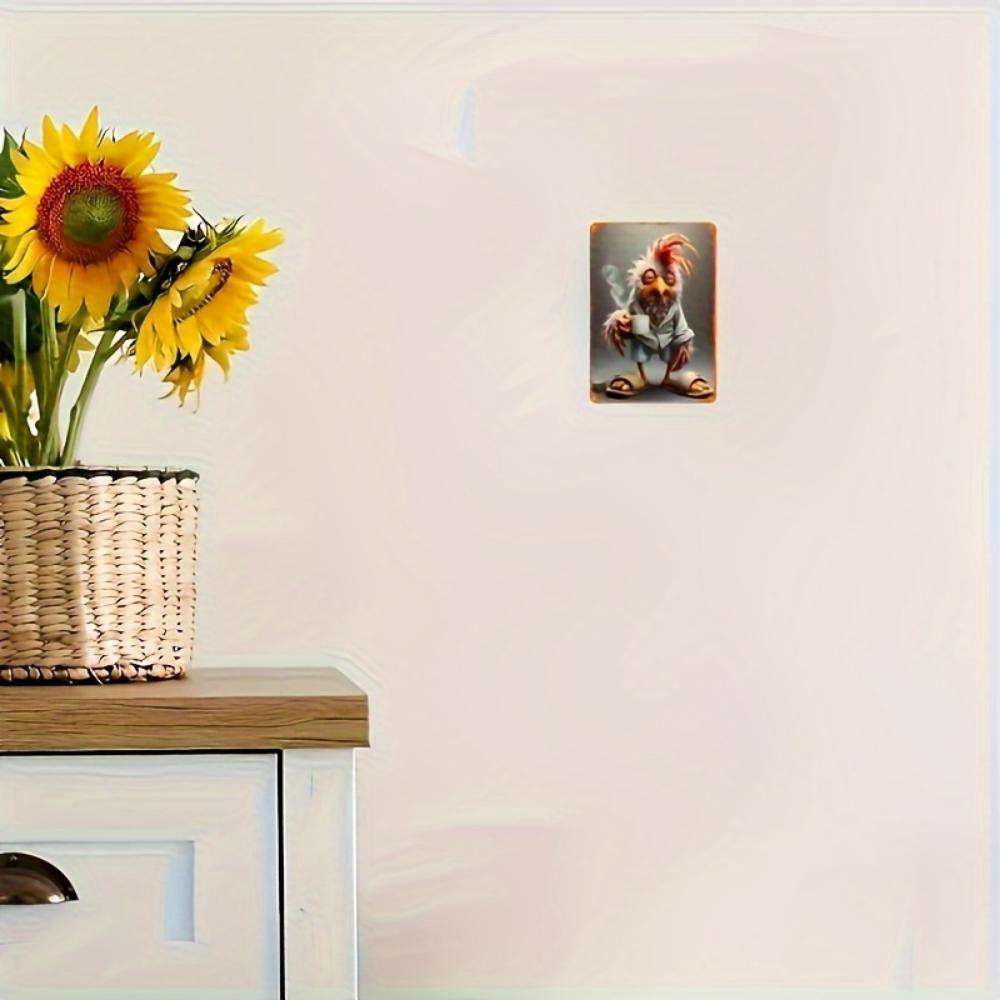 1pc Vintage Rooster In Slippers Metal Tin Sign Iron Wall Art for Home Bar Cafe Garage Decor Unframed Whimsical Accessory