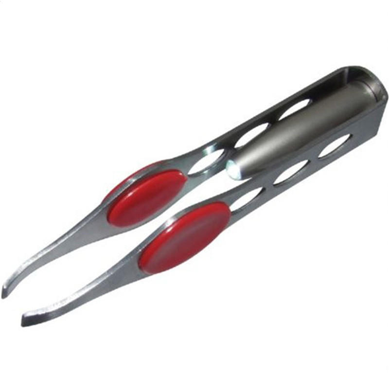 Stainless Steel Make Up Led Light Eyelash Eyebrow Hair Removal Lighted Tweezer