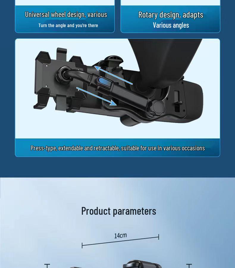 360° Rotating Multi-Functional Rearview Mirror Car Phone Holder