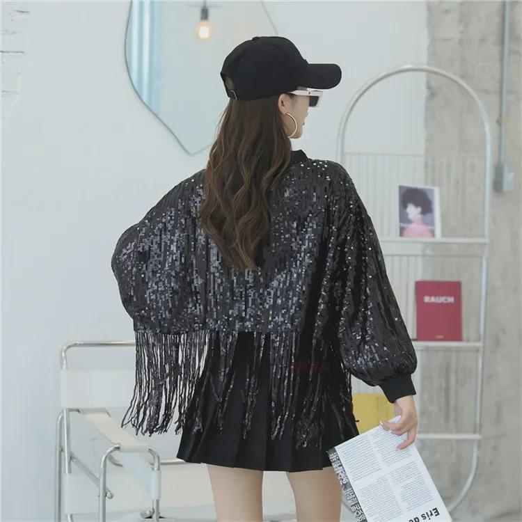 Trendy Sequined Glittering Jacket: Nightclub Stage Performance Top