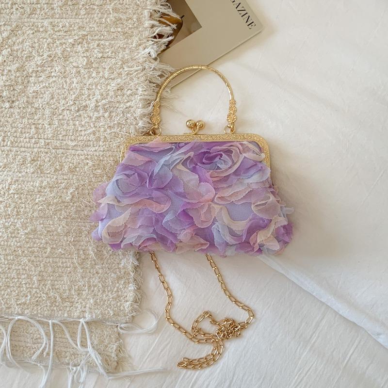 New Summer Sweet Rose Dinner Chain Bag Banquet Handbag Cheongsam Evening Literary Oblique Span Bag