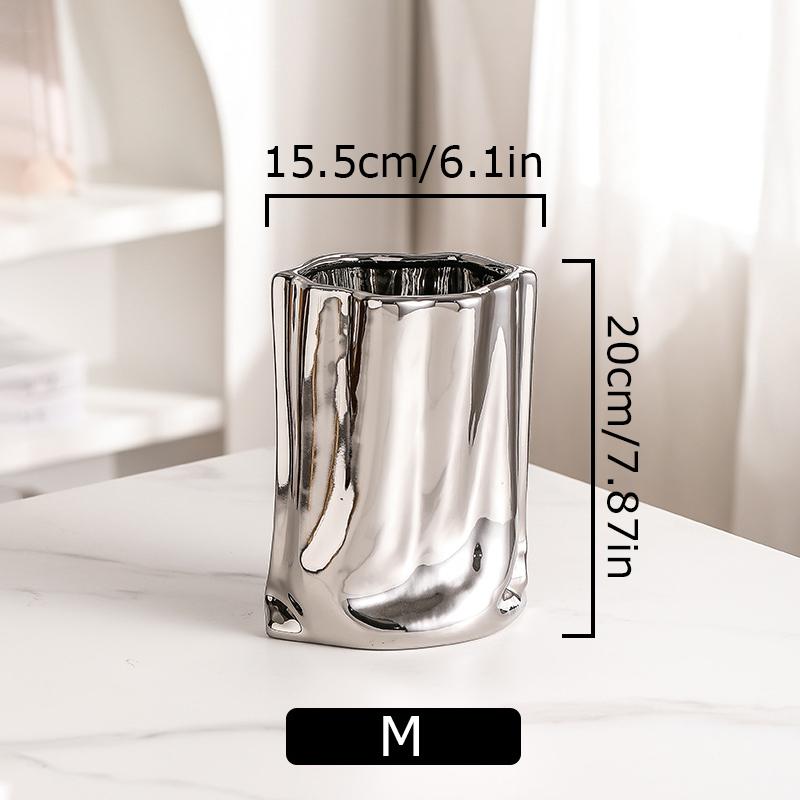 1PC Gold Plated Vase Creative Flower Vase Luxury Aesthetic Room Decoration Ornament for Living Room 3 Sizes