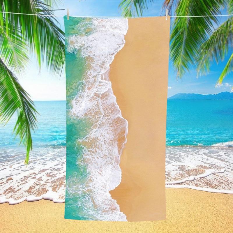 Aerial View Seafoam Wave Sandy Beach Scenery Beach Towel Quick Dry Sand Free Large Towel for Summer Beach Camping Yoga