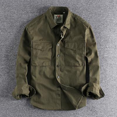Autumn Retro Work Shirt Men's Pocket Trend Loose Jacket