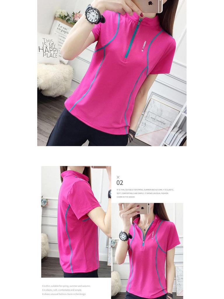 Women's Quick-Dry Spring/Fall Stand-Up Collar Running Shirt - Breathable, Long-Sleeved Sports Casual Tee