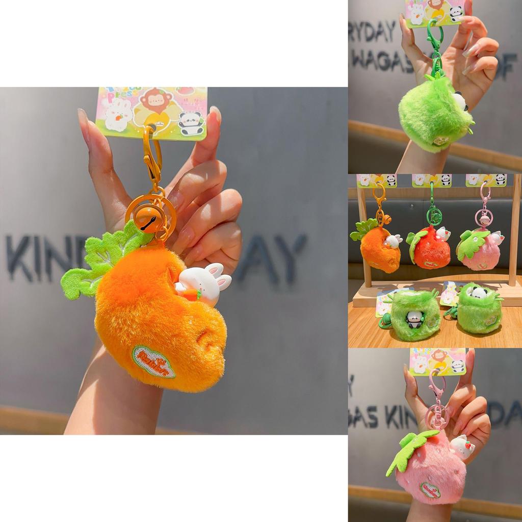 Creative Carrot Strawberry Bamboo Cat Plush Doll Pendant Keychain For Kids And Collectors