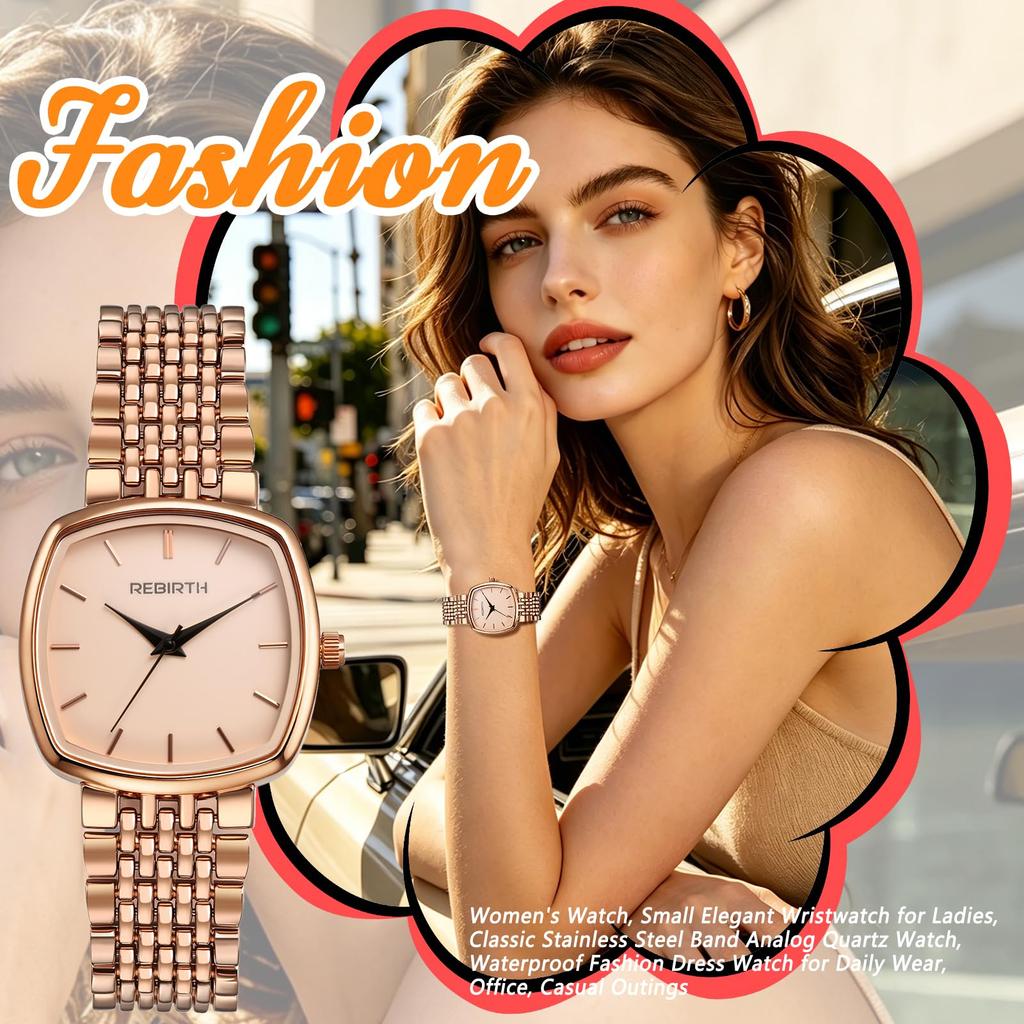 Women's Watch Square Stainless Steel Band Waterproof Cute Fashion Analog Display Adjustable Length Quartz Watch Fashion Accessory - Birthday