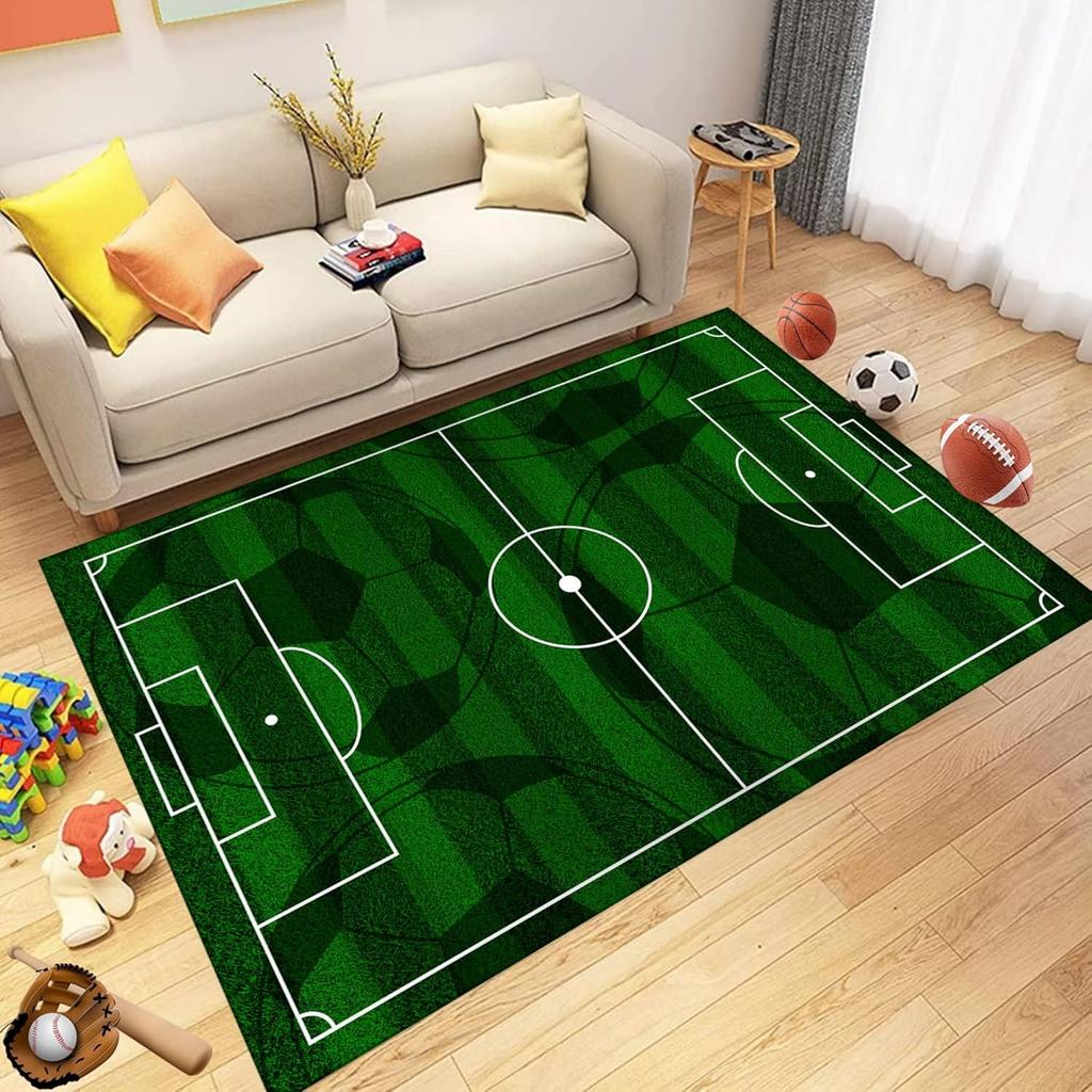 Basketball Court Area Rug Non-Slip Basketball Field Carpet Kid Basketball Sports Rugs Floor Mat for Living Room Playroom Decor