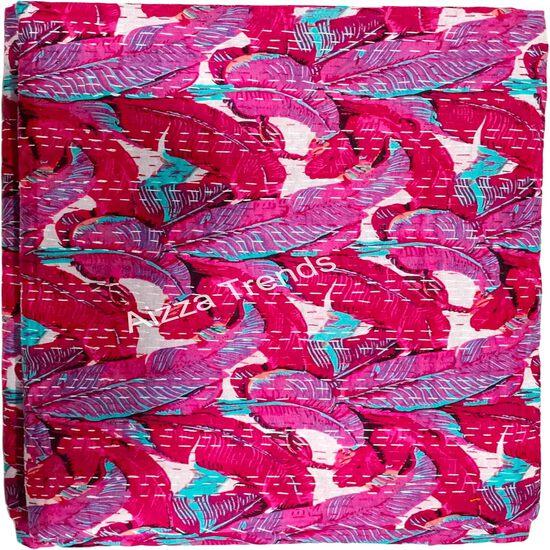 Aizza Trends Handmade Pure Cotton Printed Kantha Quilt  - Traditional Look Bed Spread Kantha Gudri