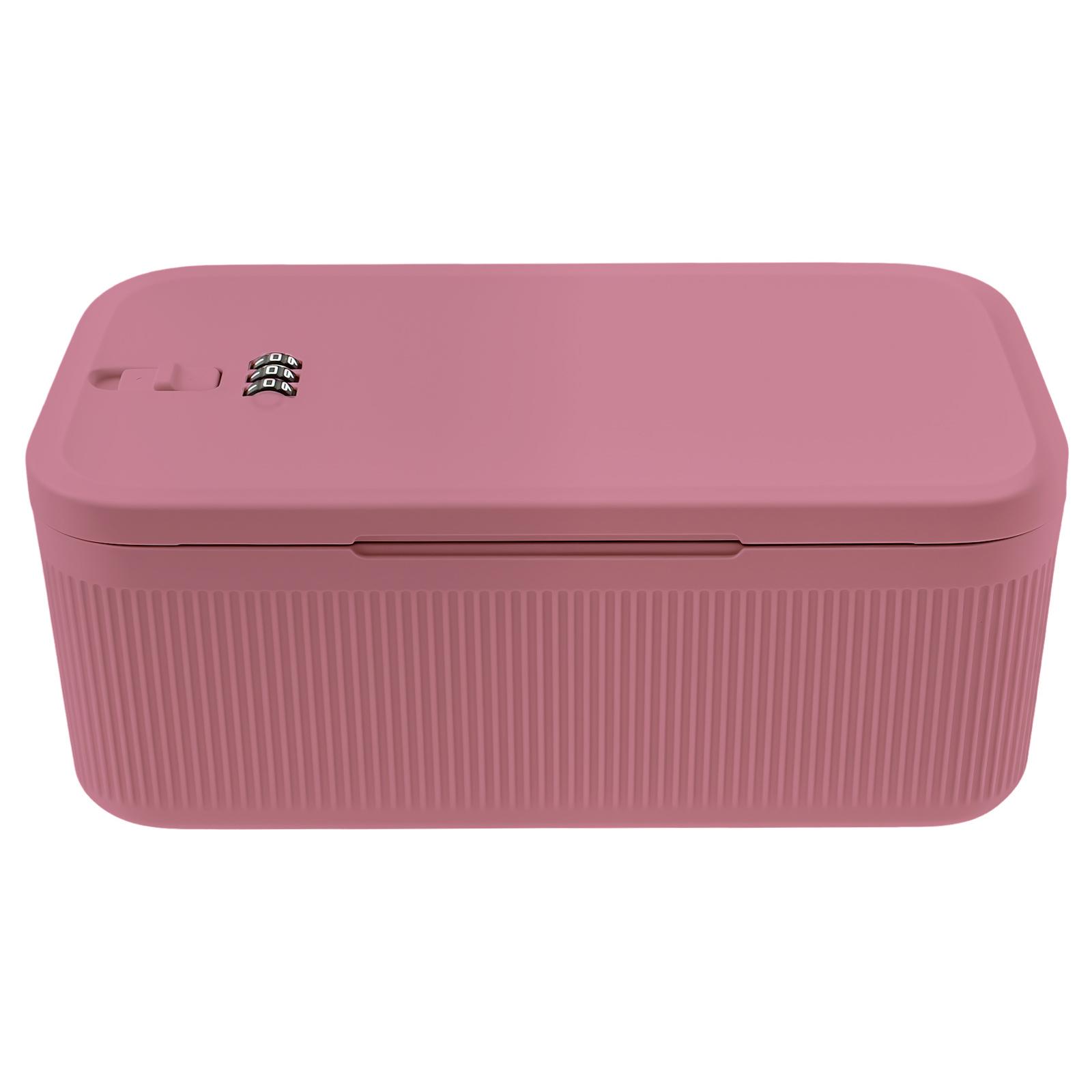 

Цифровой кодовый замок Сейф Коробка для лекарств с замком Портативный органайзер для паспортов, файлов, наличных денег, ювелирных изделий, для конфиденциальности и безопасности розовый