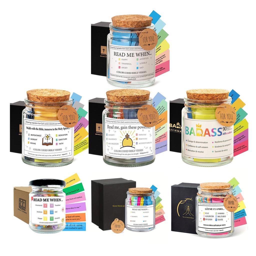 Gebet Bibelverse Glasgefäß mit inspirierenden Schriftstellen Papierstreifen für religiöse Heimdekorationen Geschenk für Christen