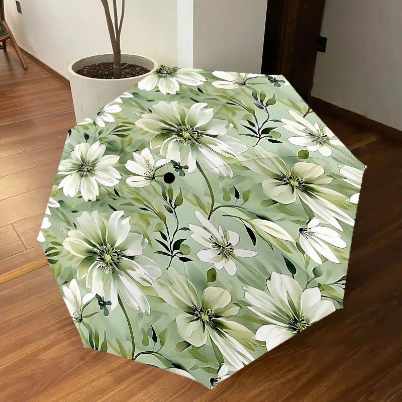 1PC Floral Pattern Automatic Open/Close Umbrella Compact Folding Umbrella with 8-Rib Shaft Lightweight Esign, Highquality Fabric1145A