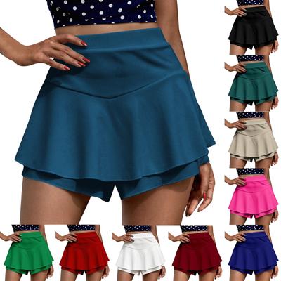 Women's Fashion Color Elastic Waist Yoga Skirt Pants Sports Short Skirt High Waist Shorts