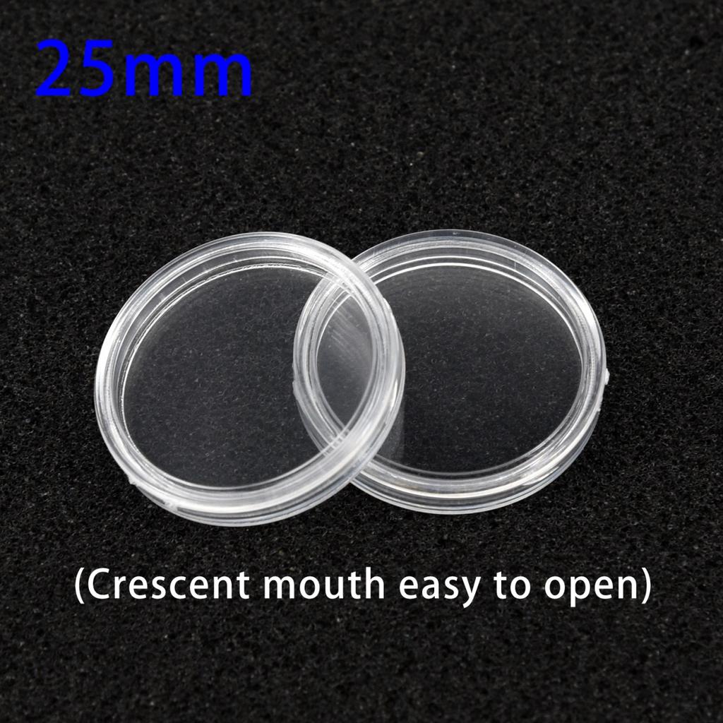 100x. Transparent Coin Capsules Coin Case Holders 25mm Container Storage Box New